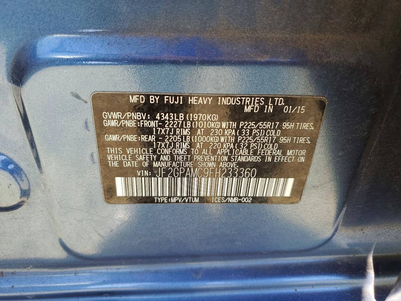 2015 Subaru Xv Crosstrek 2.0 Limited