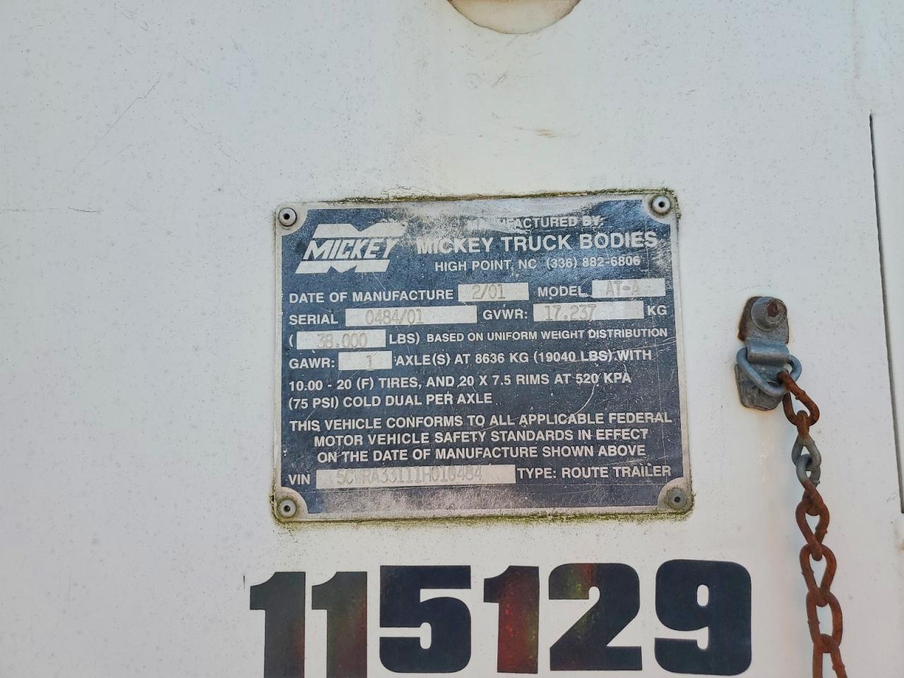 2001 Mickey AT-A Refrigerated Beverage Trailer