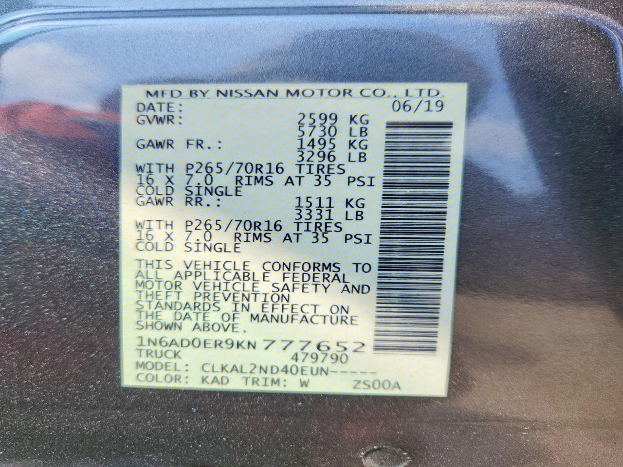 2019 Nissan Frontier SV