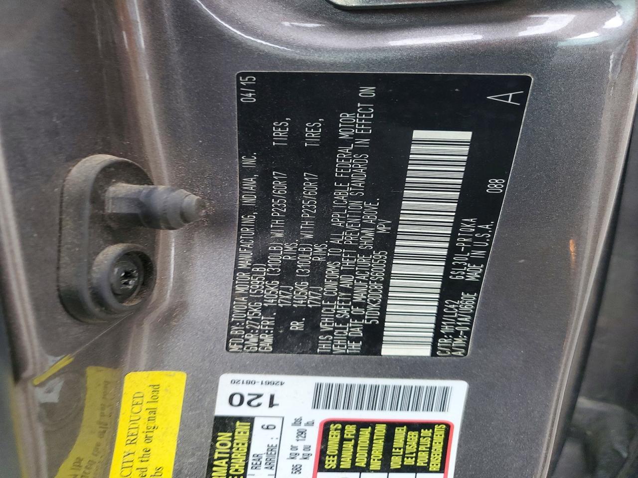 2015 Toyota Sienna xle 8-passenger