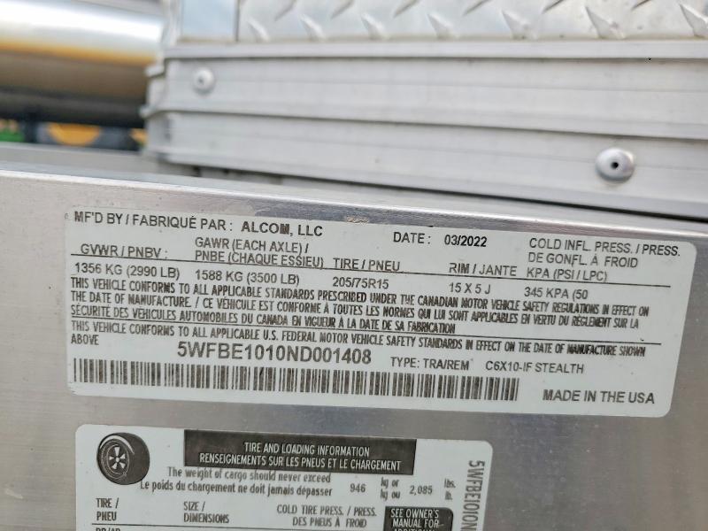 2022 Unknown 2022 Alcom C6X10-IF Stealth Enclosed Cargo Trailer