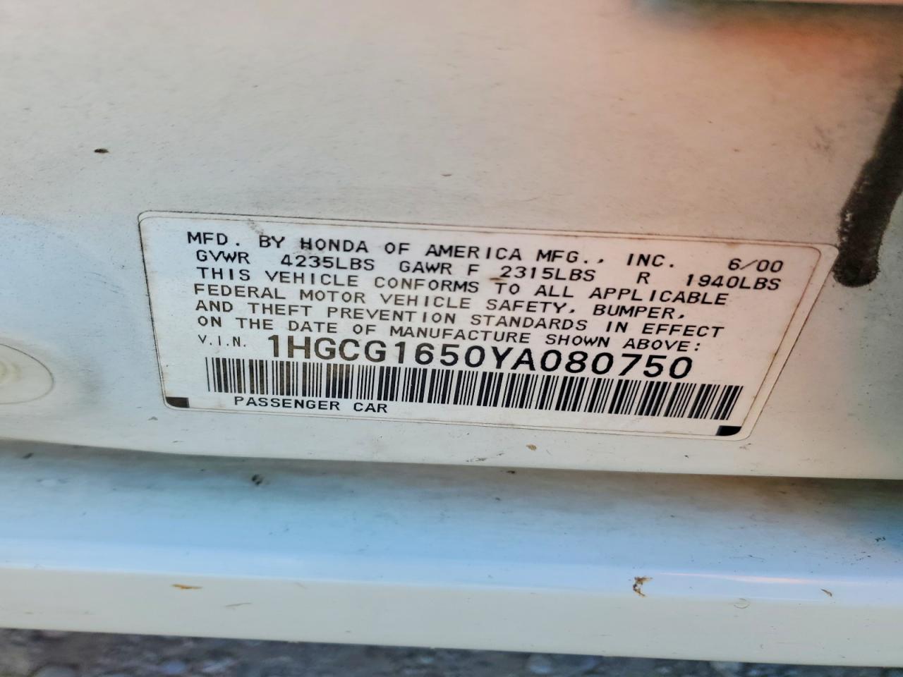 2000 Honda Accord ex