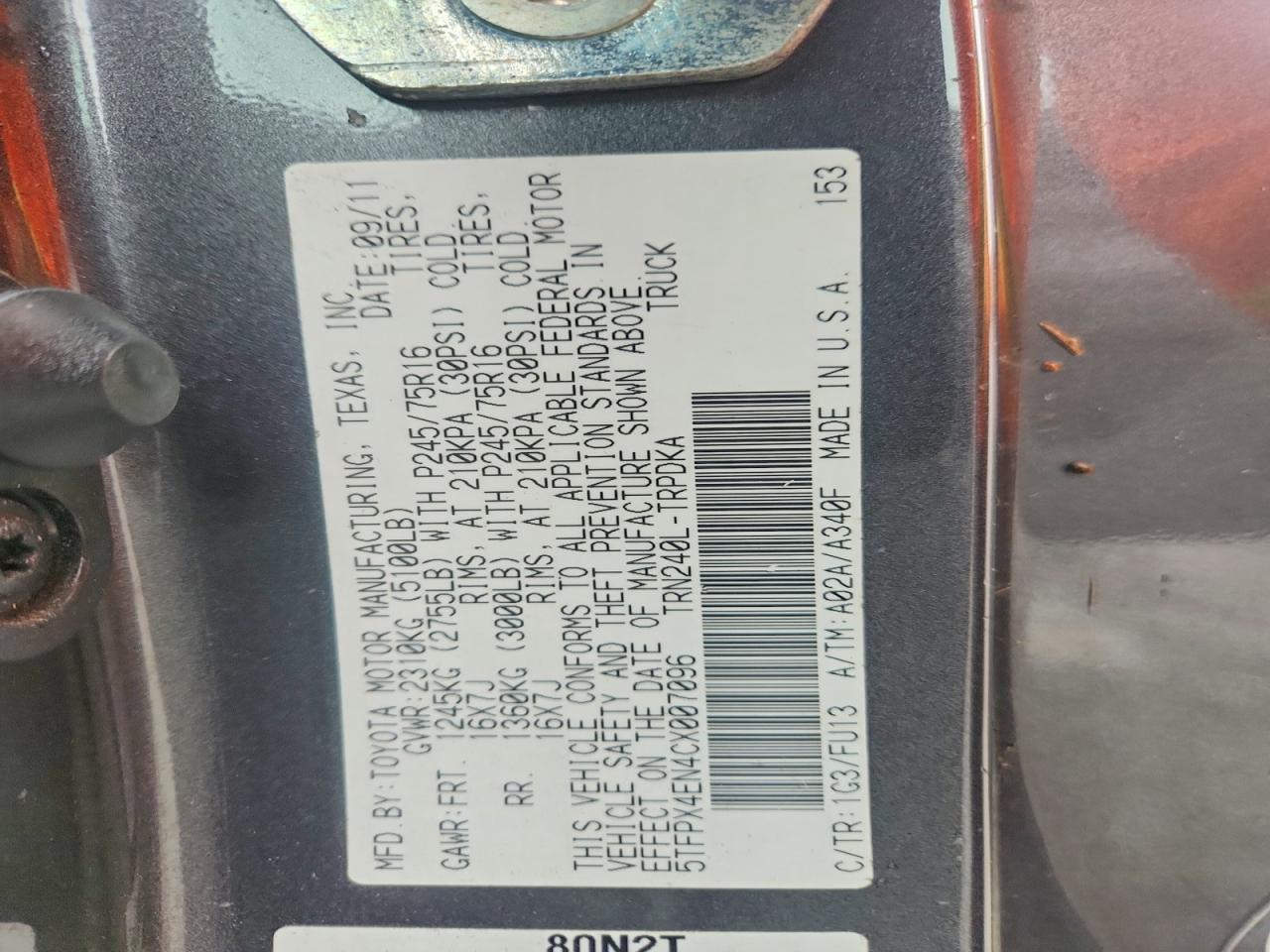 2012 Toyota Tacoma Base