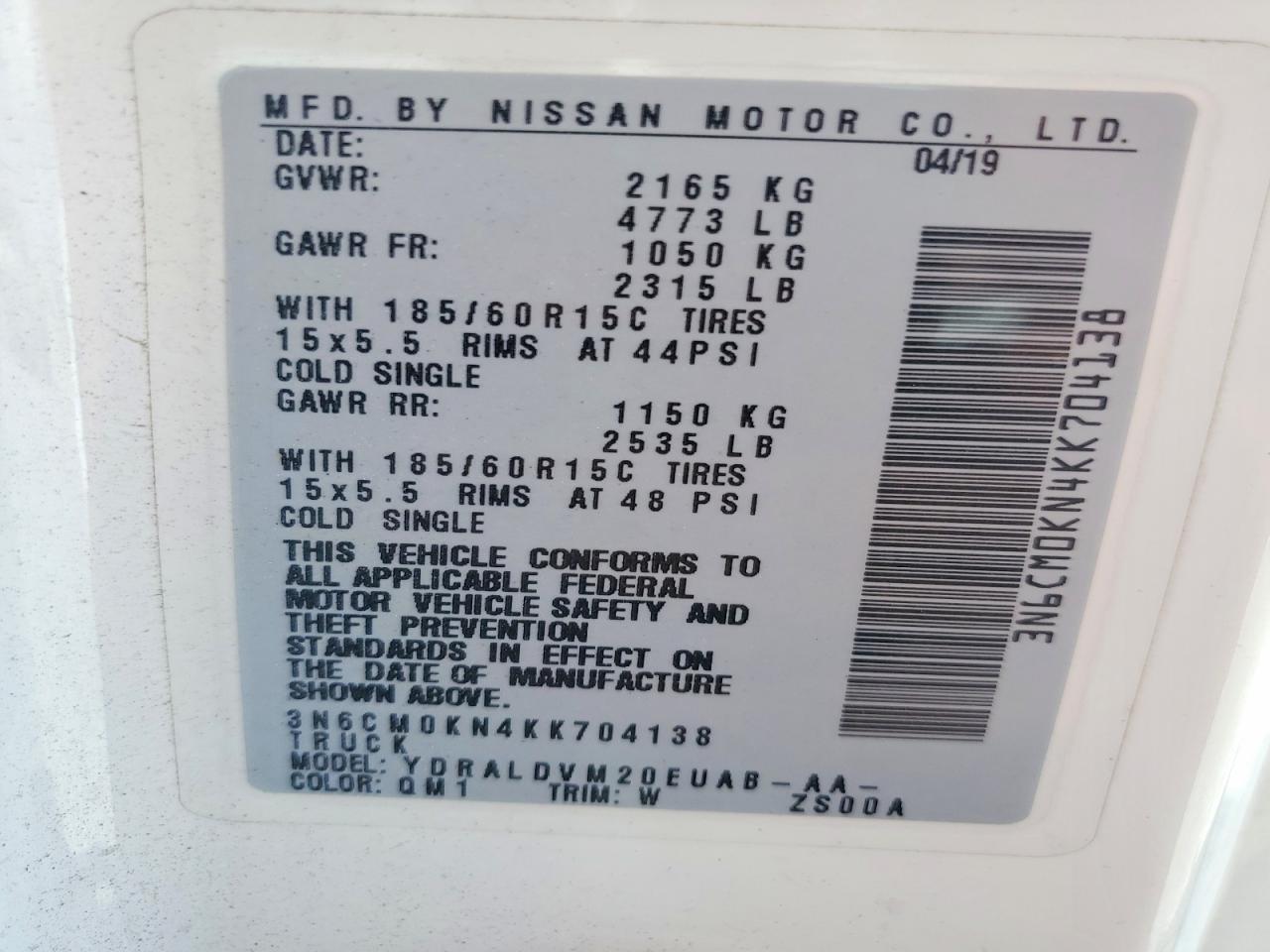 2019 Niss AN NV200 Delivery Van
