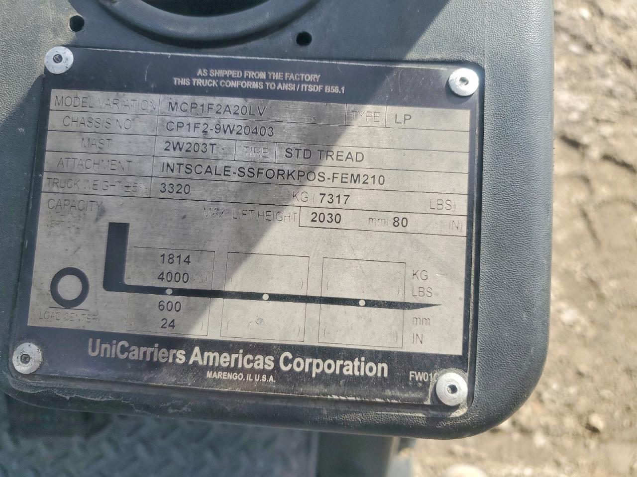 2015 Unicariers 2015 Nissan MCP1F2A20LV Forklift