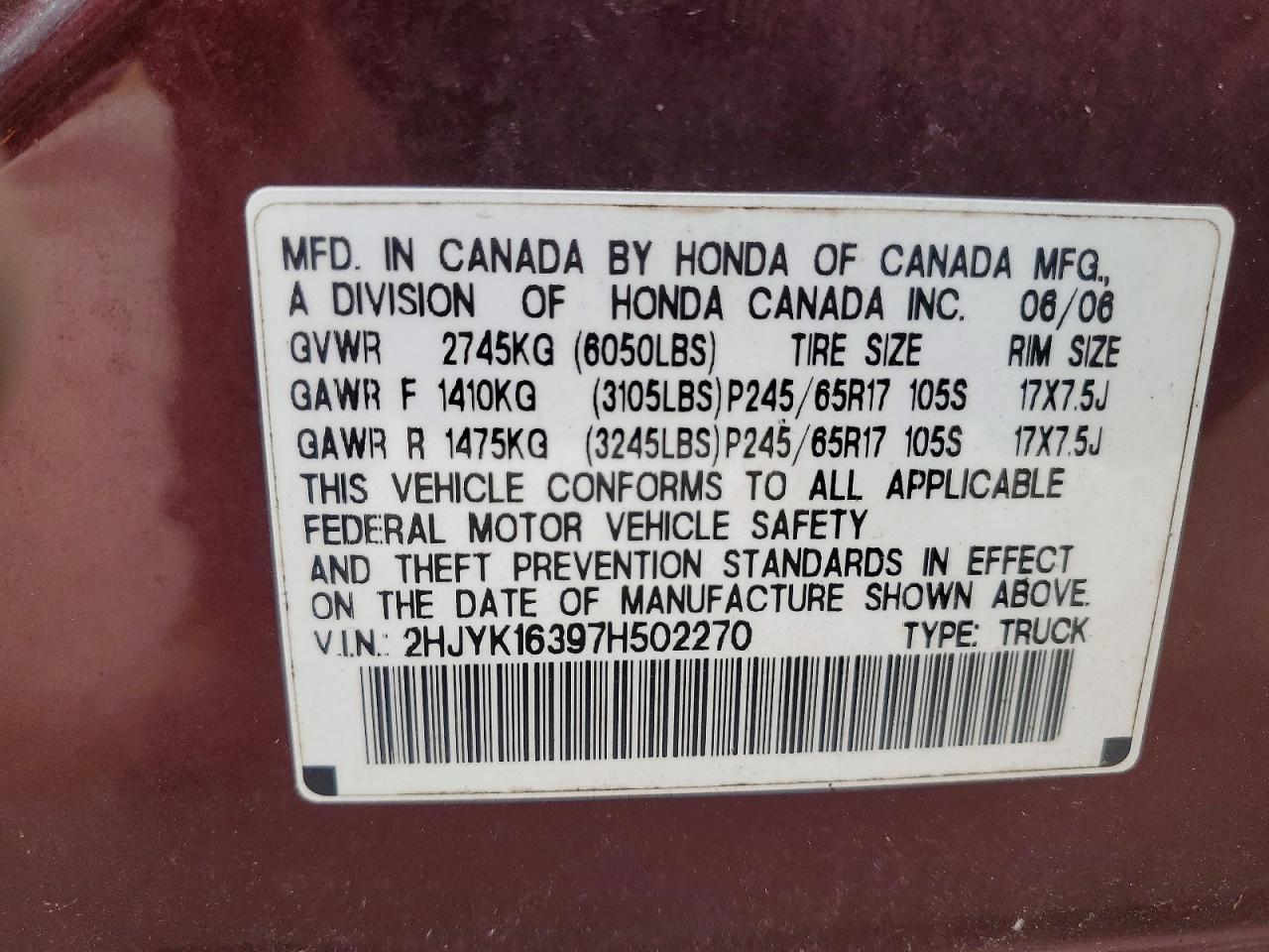 2007 Honda Ridgeline RTX
