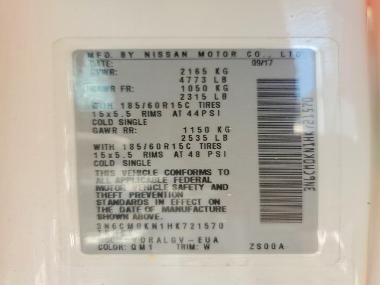 2017 Nissan NV200 S