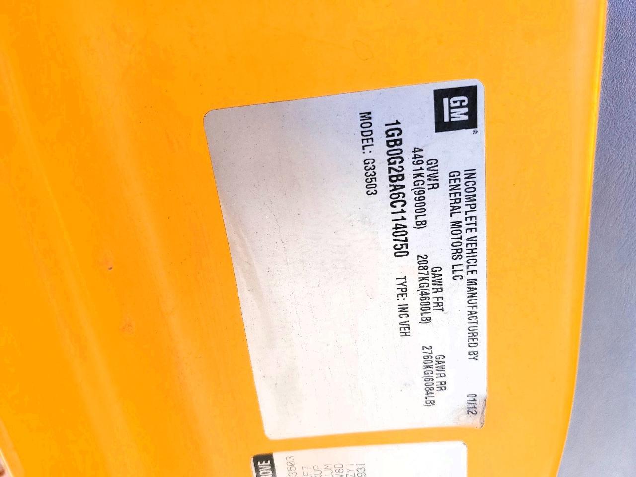 2012 Chev 2012 Collins Bantam G3500-School Bus