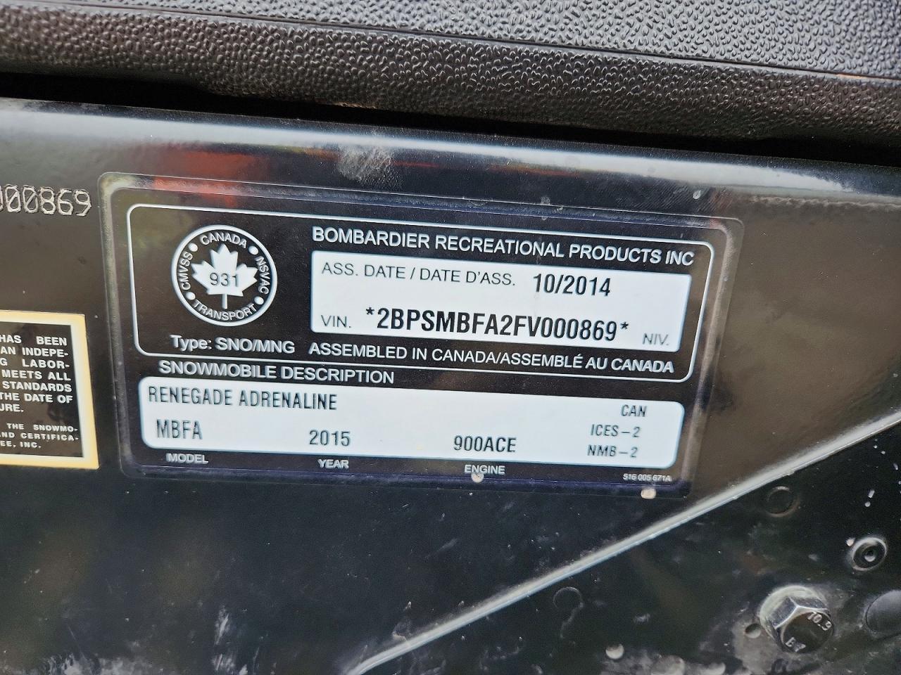 2015 Skidoo Adrenal