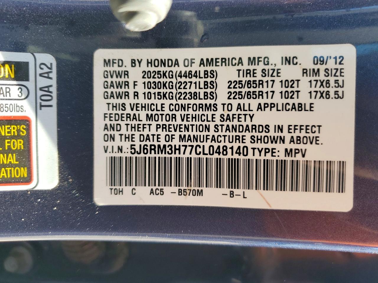 2012 Honda Cr-v exl