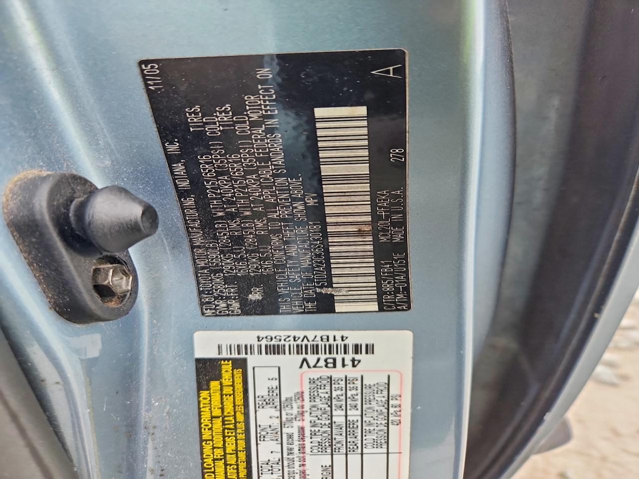 2006 Toyota Sienna ce 7 Passenger