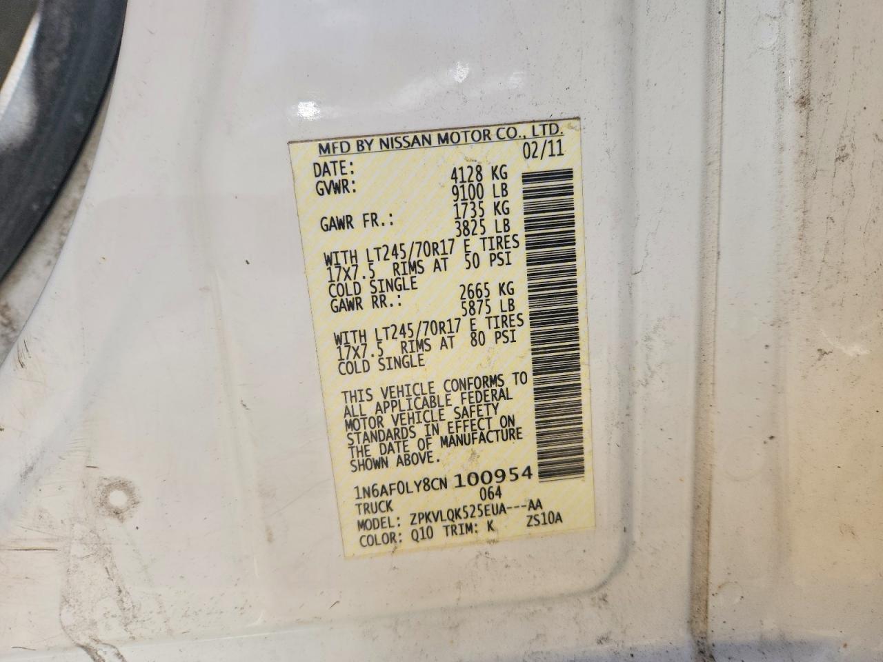 2012 Niss NV 2500 HD S