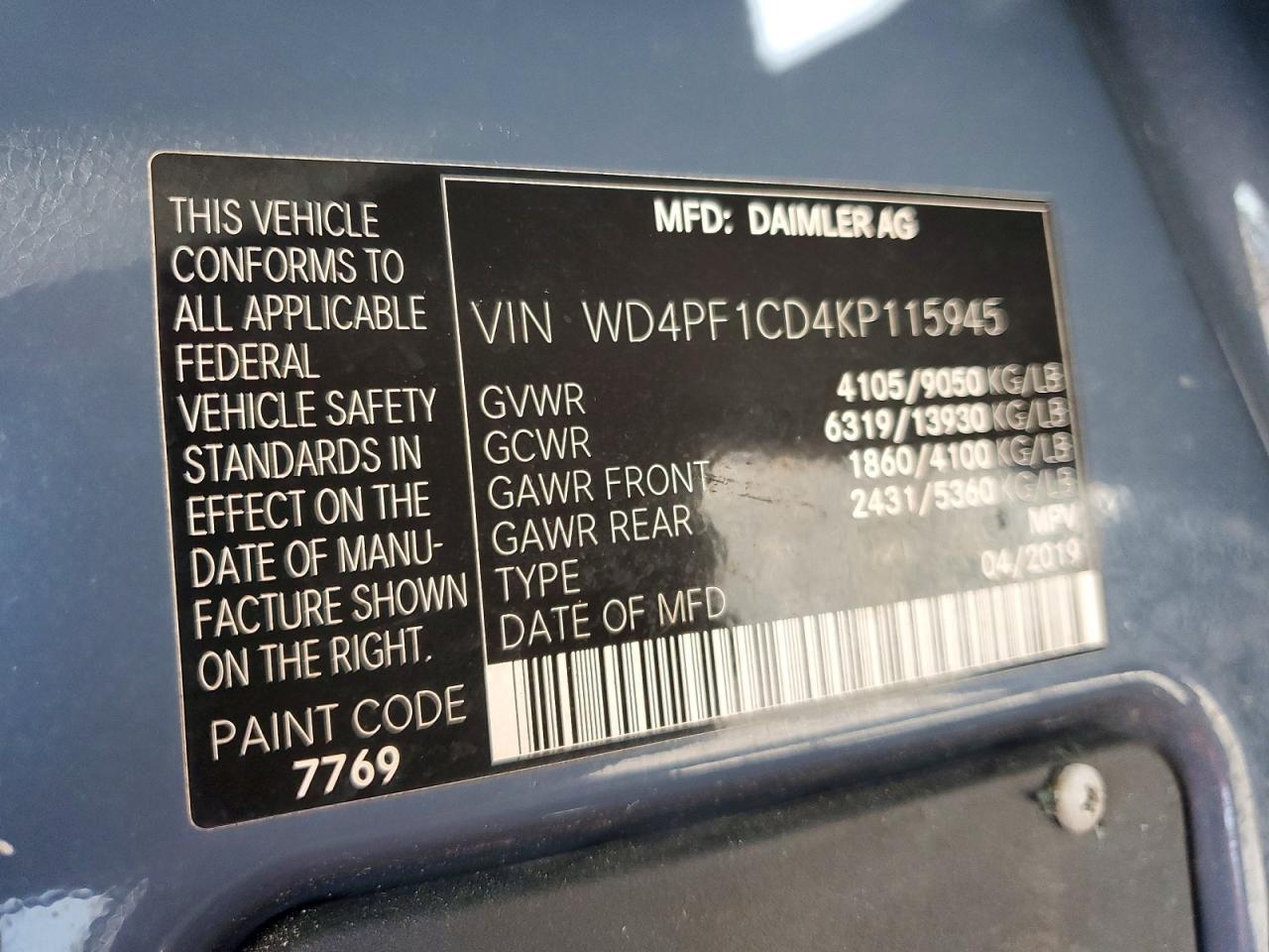 2019 Mercedes-Benz Sprinter 2500