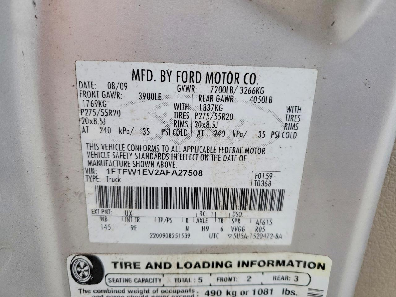 2010 Ford F150 Supercrew