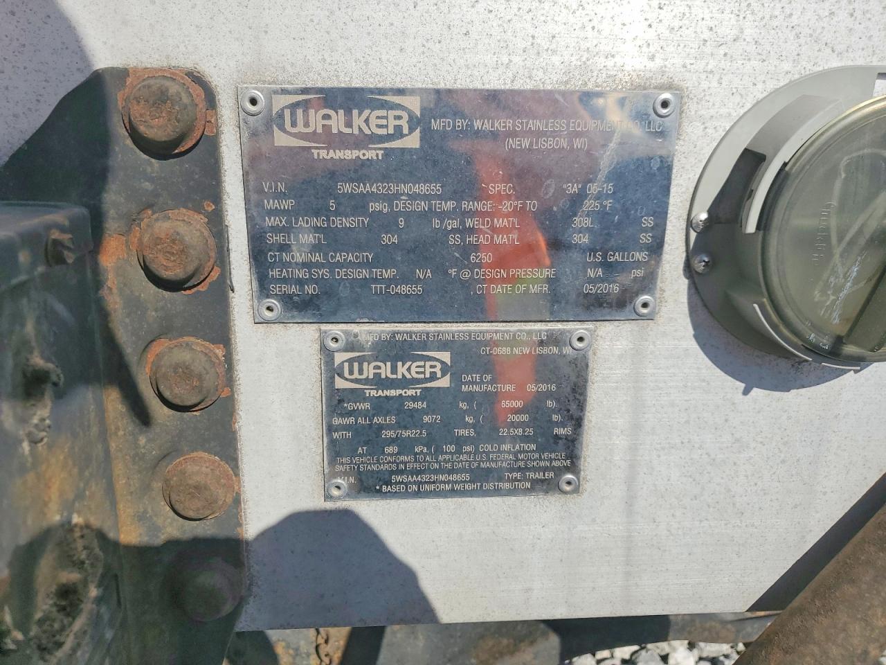 2017 Walker Tank Trailer