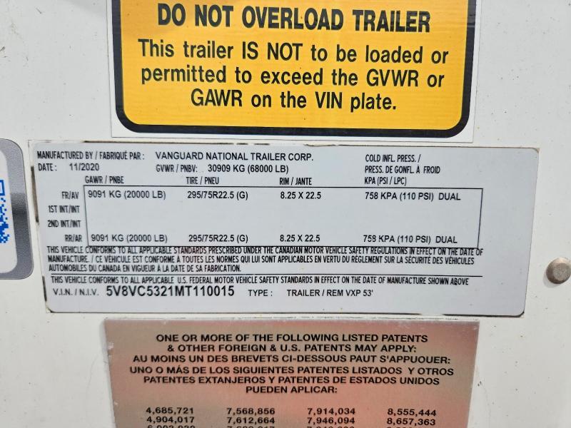 2021 Vanguard DRY Van Trailer