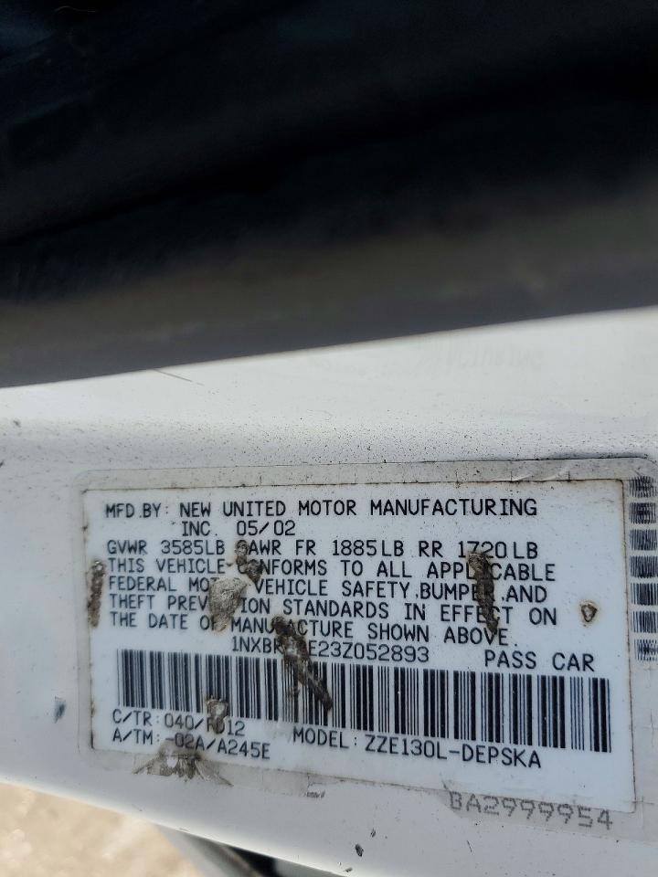 2003 Toyota Corolla s