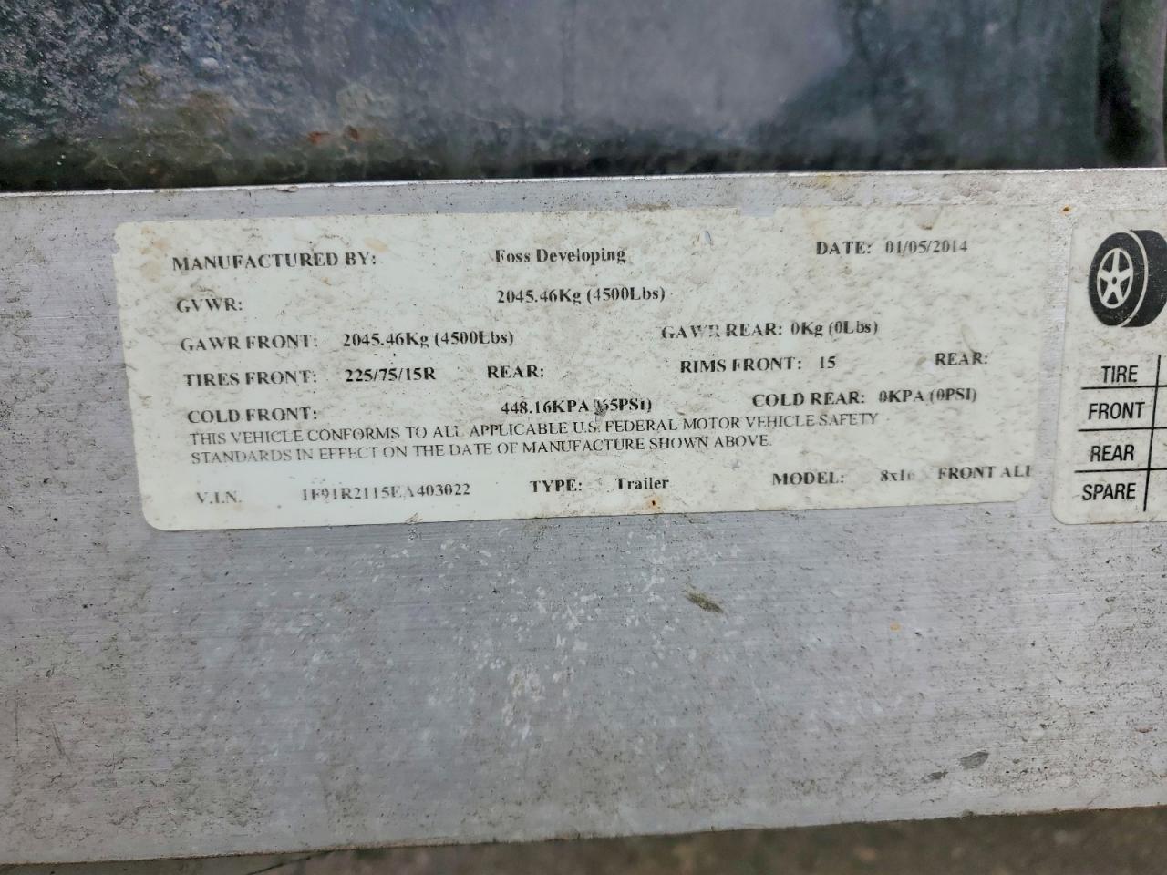 2014 Unknown 2014 Foss Developing Enclosed Cargo Trailer