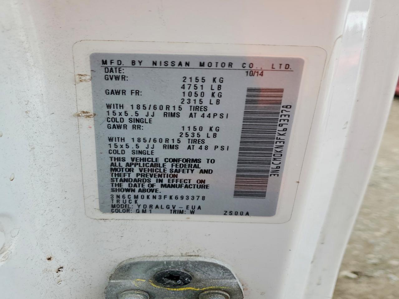 2015 Nissan NV200 SV