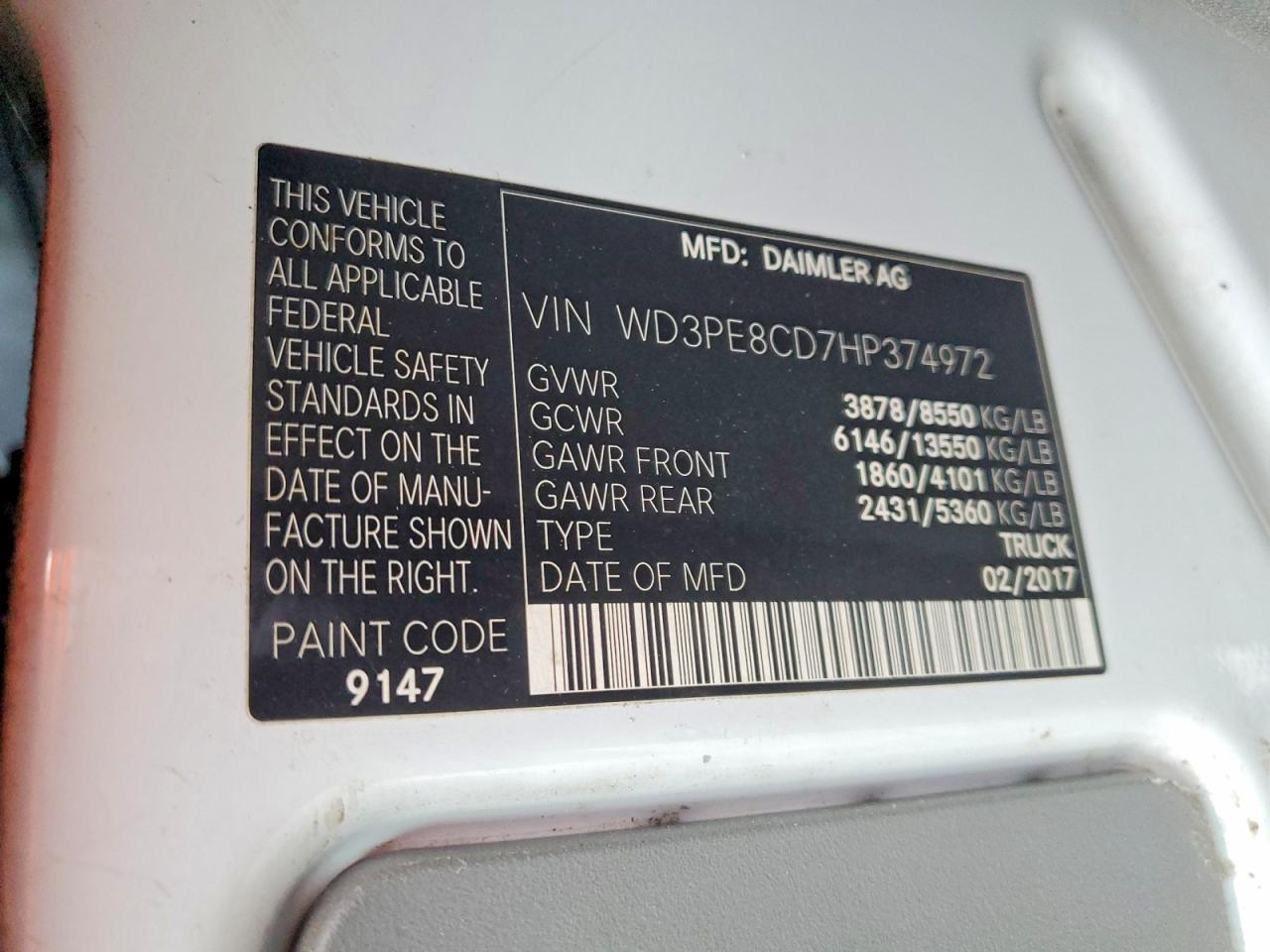 2017 Mercedes-Benz Sprinter 2500