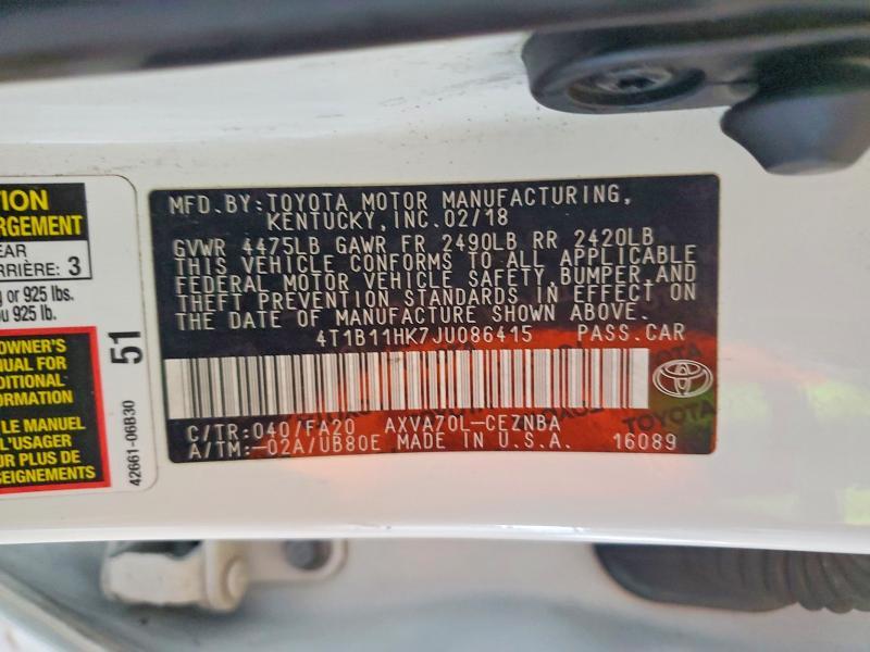 2018 Toyota Camry le