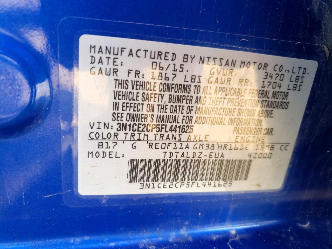 2015 Nissan Versa Note sv