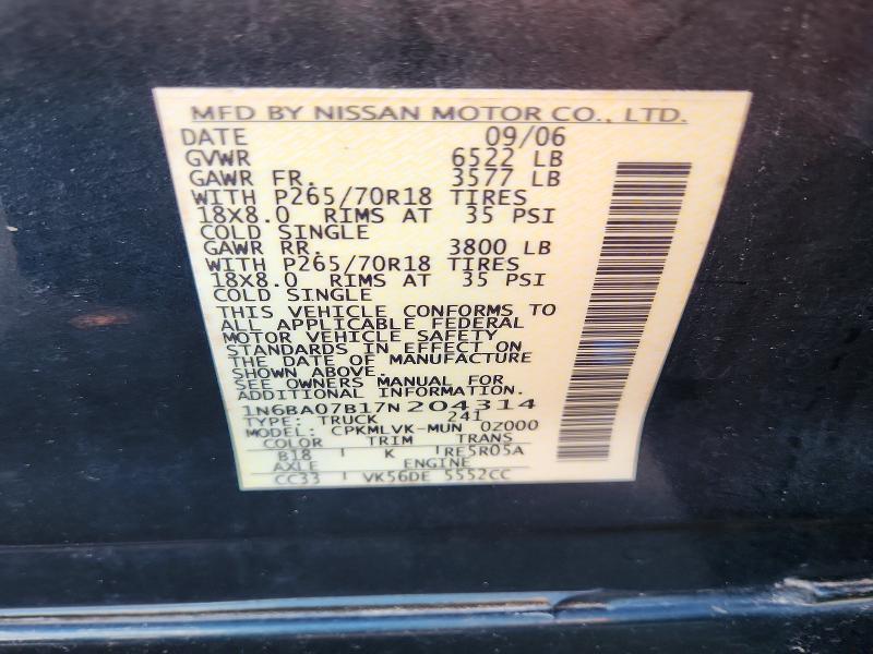 2007 Nissan Titan XE FFV