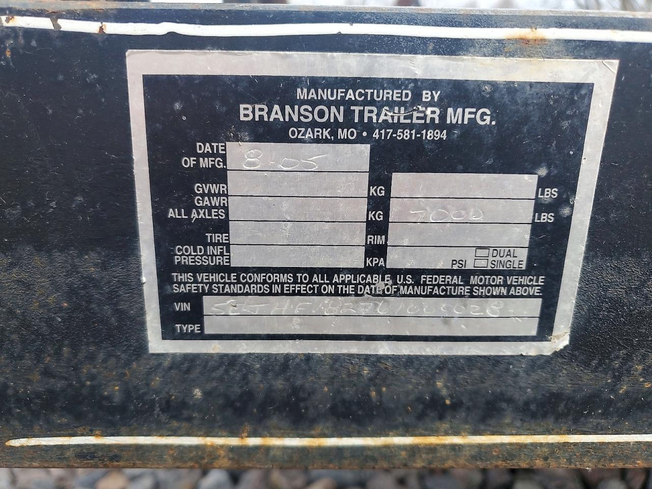 2006 Branson 2005 Branson Equipment Trailer