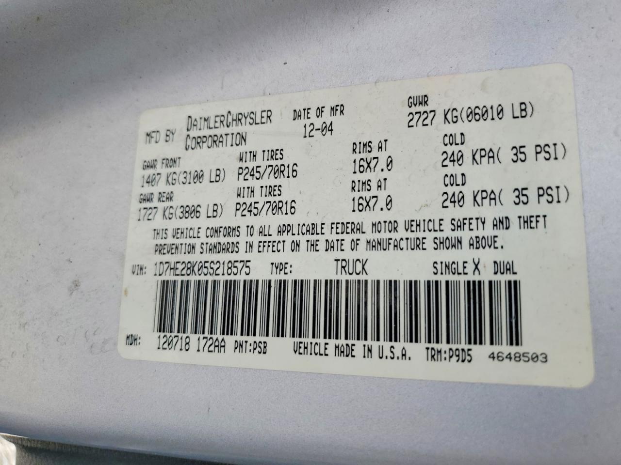 2005 Dodge Dakota Quattro