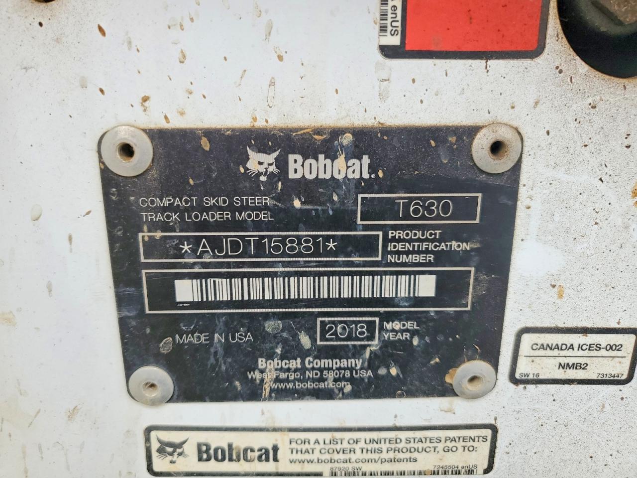 2018 Bobcat T630-Tracked Skid Steer Loader