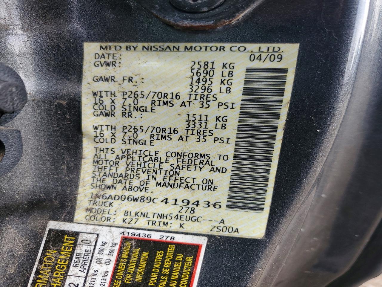 2009 Nissan Frontier SE V6