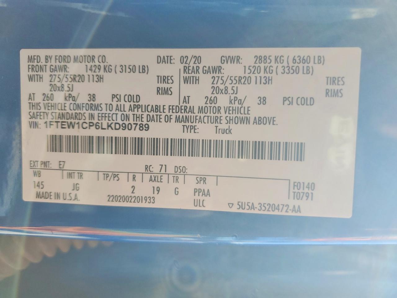 2020 Ford F150 Supercrew