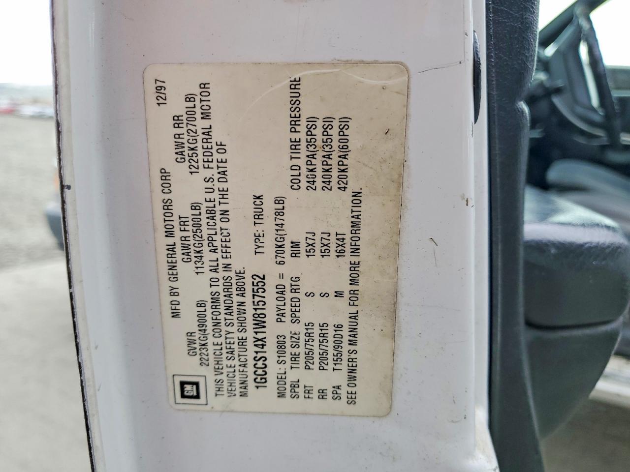 1998 Chevrolet S Truck S10