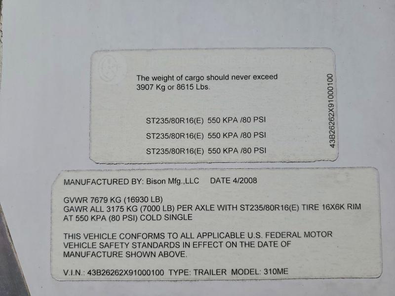 2009 Bison 2009 Bision 310ME Horse Trailer