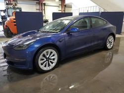 Salvage cars for sale from Copart Ellwood City, PA: 2022 Tesla Model 3