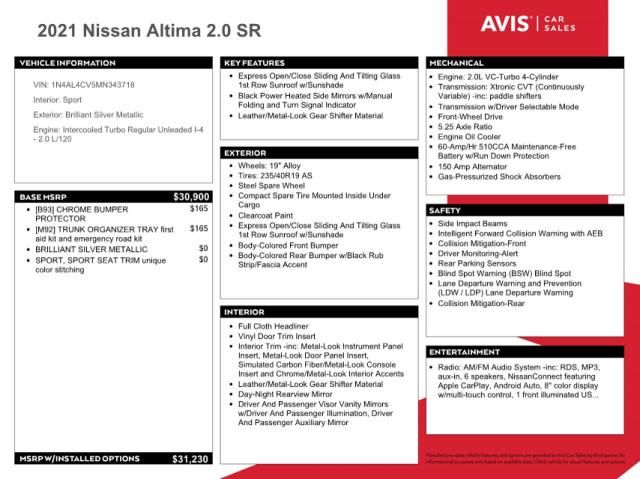 2021 Nissan Altima SR