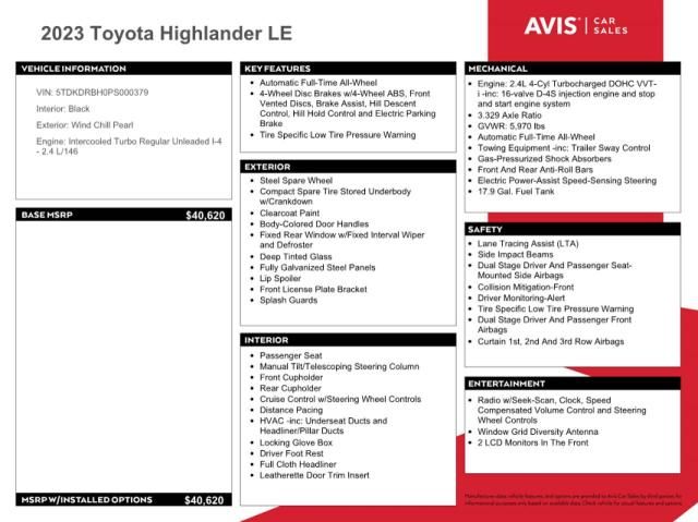 2023 Toyota Highlander L