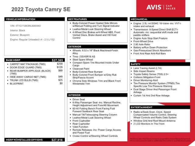 2022 Toyota Camry SE