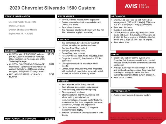 2020 Chevrolet Silverado C1500 Custom