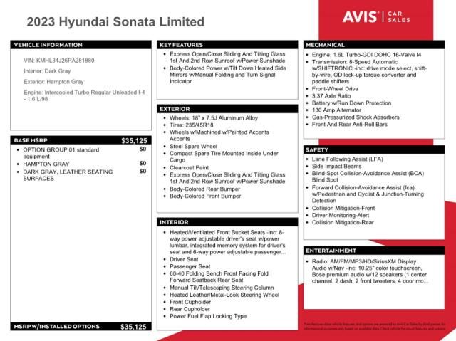 2023 Hyundai Sonata Limited