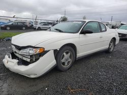 Chevrolet Montecarlo salvage cars for sale: 2001 Chevrolet Monte Carlo LS