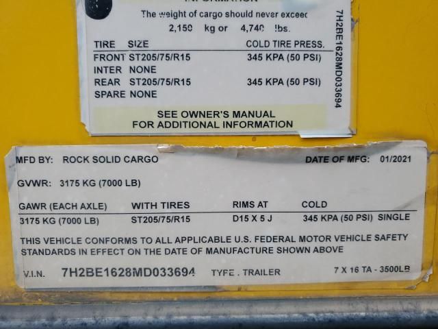 2021 Rockscargo 2021 Rock Solid 7X16TA Enclosed Cargo Trailer