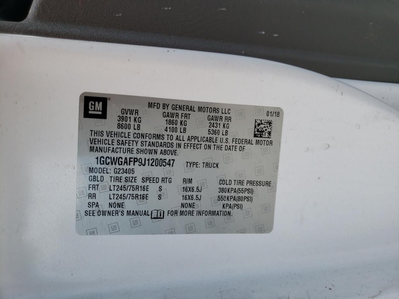 2018 Chevrolet Express G2500