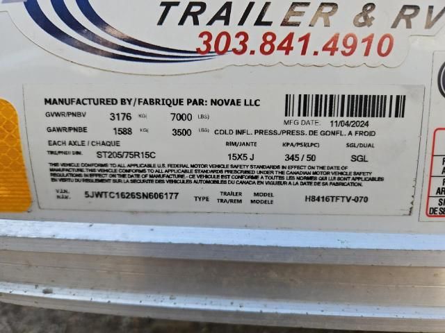 2025 Novae H8416TFTV-070 Enclosed Cargo Trailer