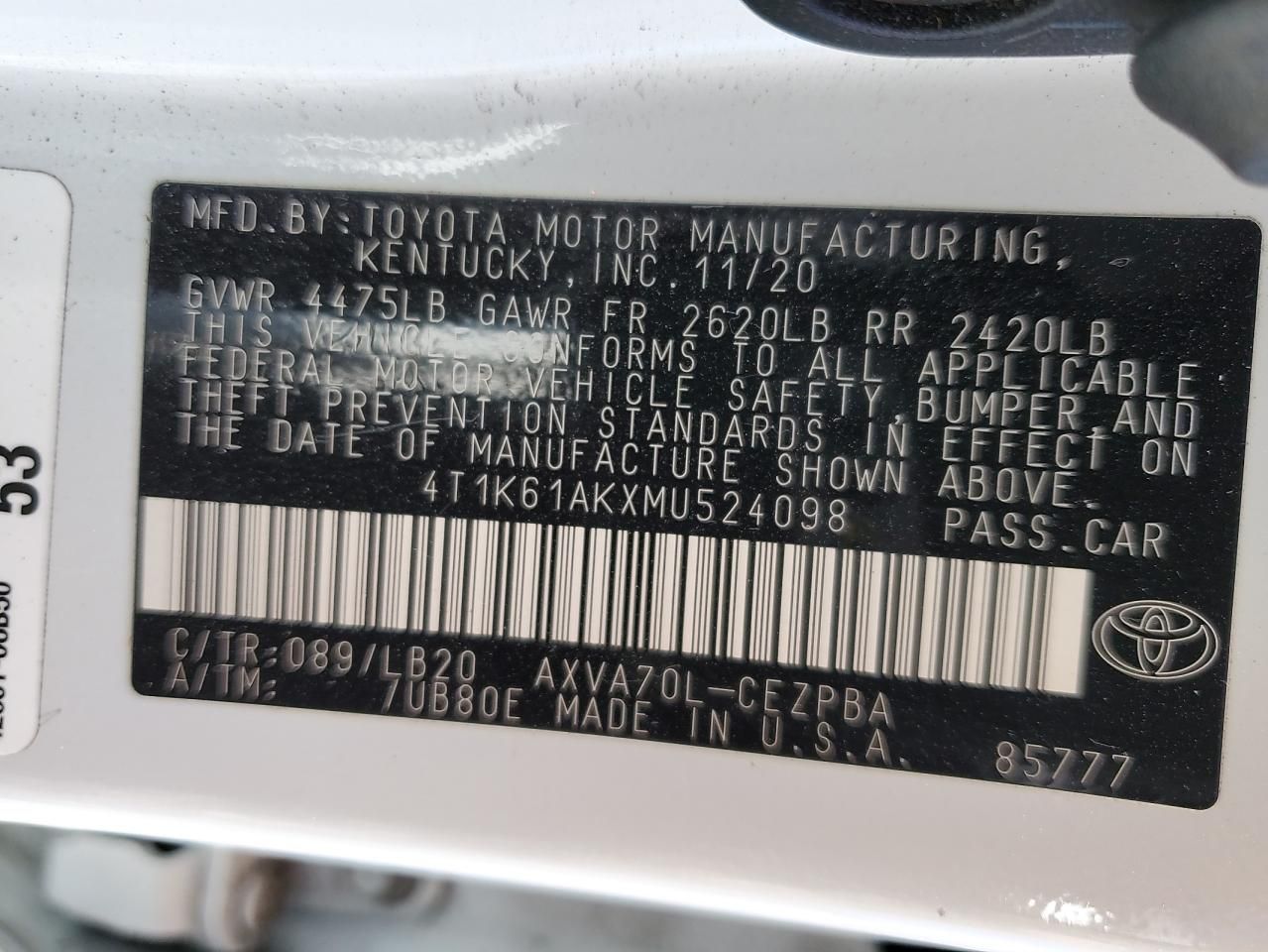 2021 Toyota Camry xse