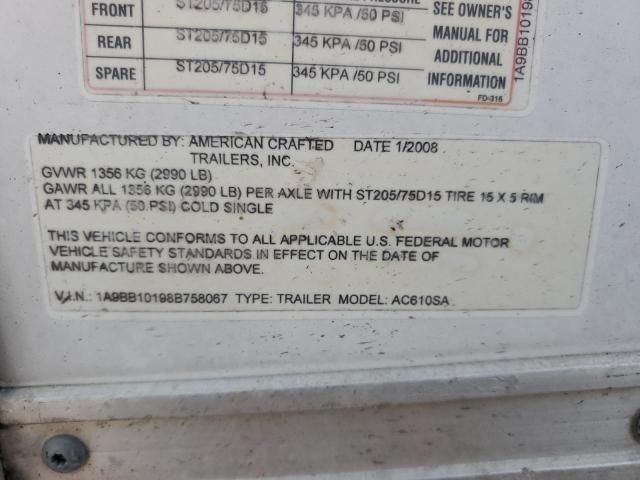 2008 American Crafted AC610SA Enclosed Cargo Trailer