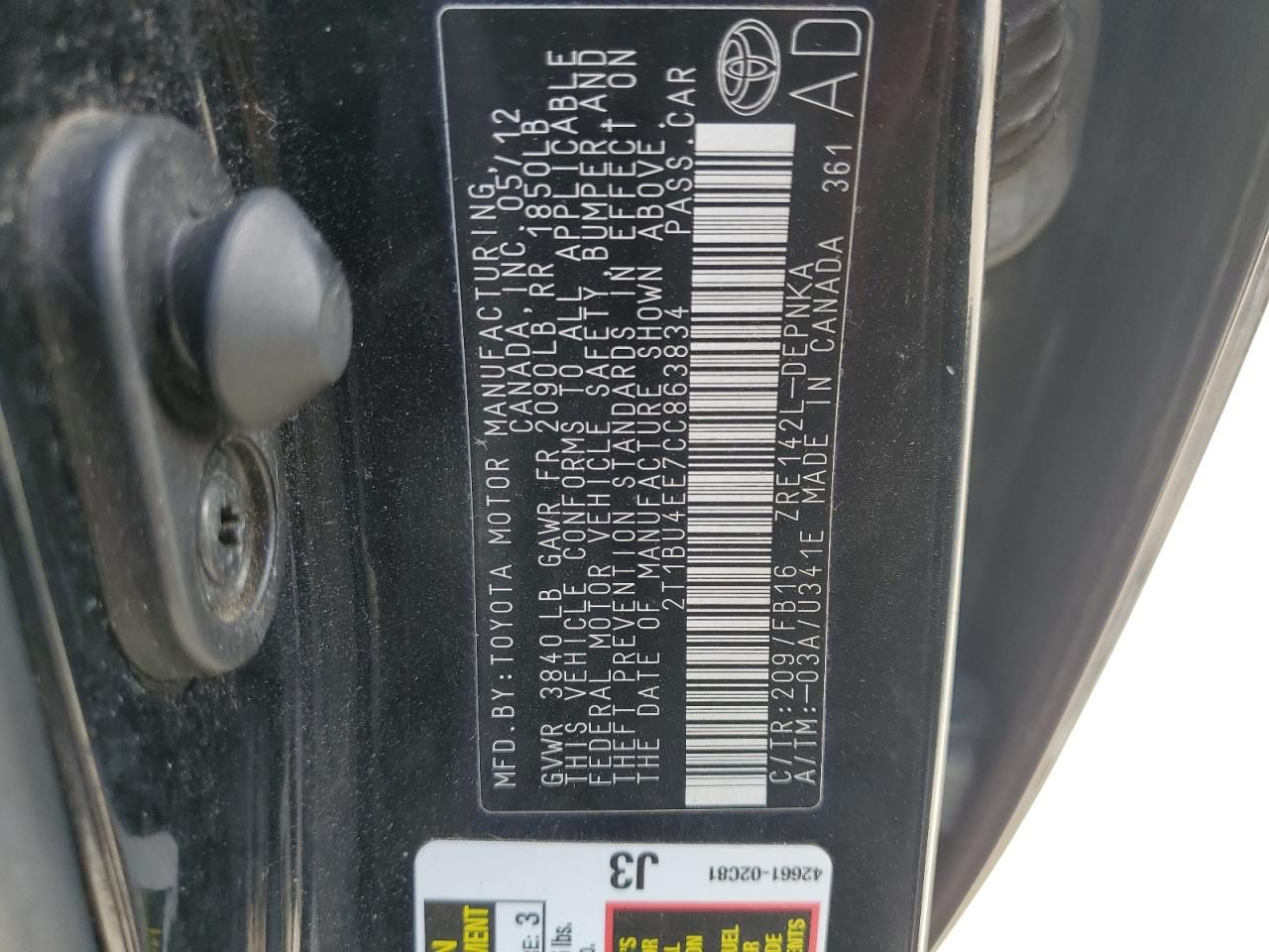 2012 Toyota Corolla Base