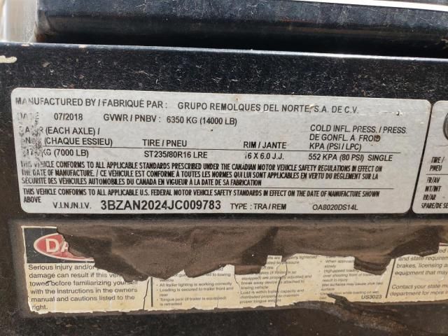 2018 Utility 2018 Grupo Remolques DEL Norte OA8020DS14L Equipme