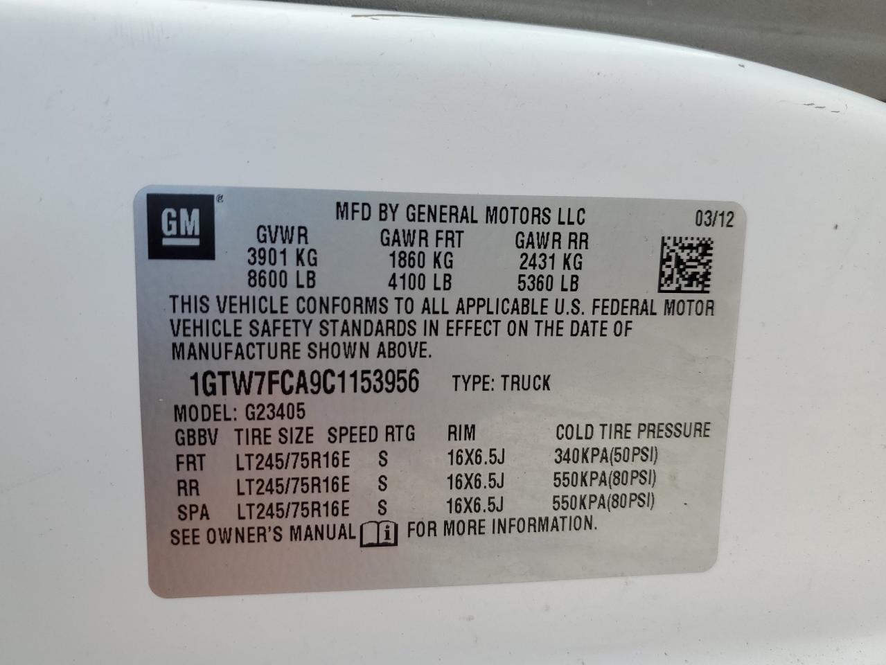 2012 GMC Savana G2500