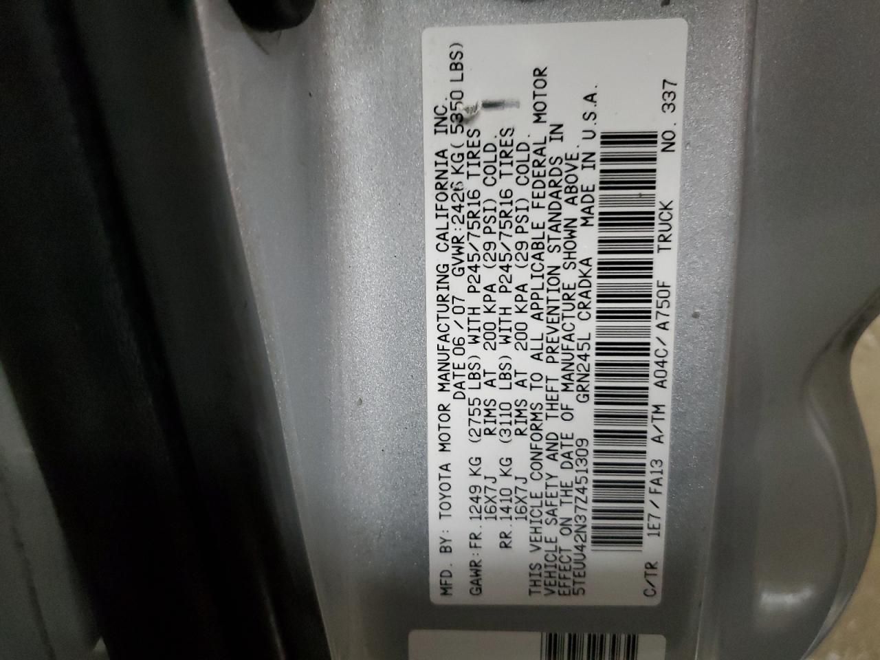 2007 Toyota Tacoma Access cab